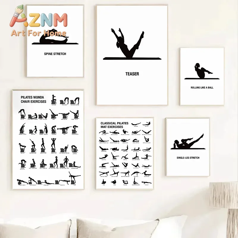 Pilates & Yoga Unleashed Studio Tuckahoe - Pilates-Workout-Referenzposter, Matte, Reformer, Übung, Wandbild, Fitness-Leitfaden,