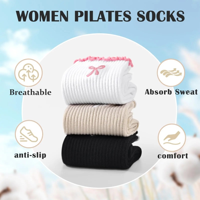 Pilates & Yoga Unleashed Studio Tuckahoe - Professionelle Yoga-Socken, Baumwoll-Riemen mit Silikon-Antirutschbeschichtung für