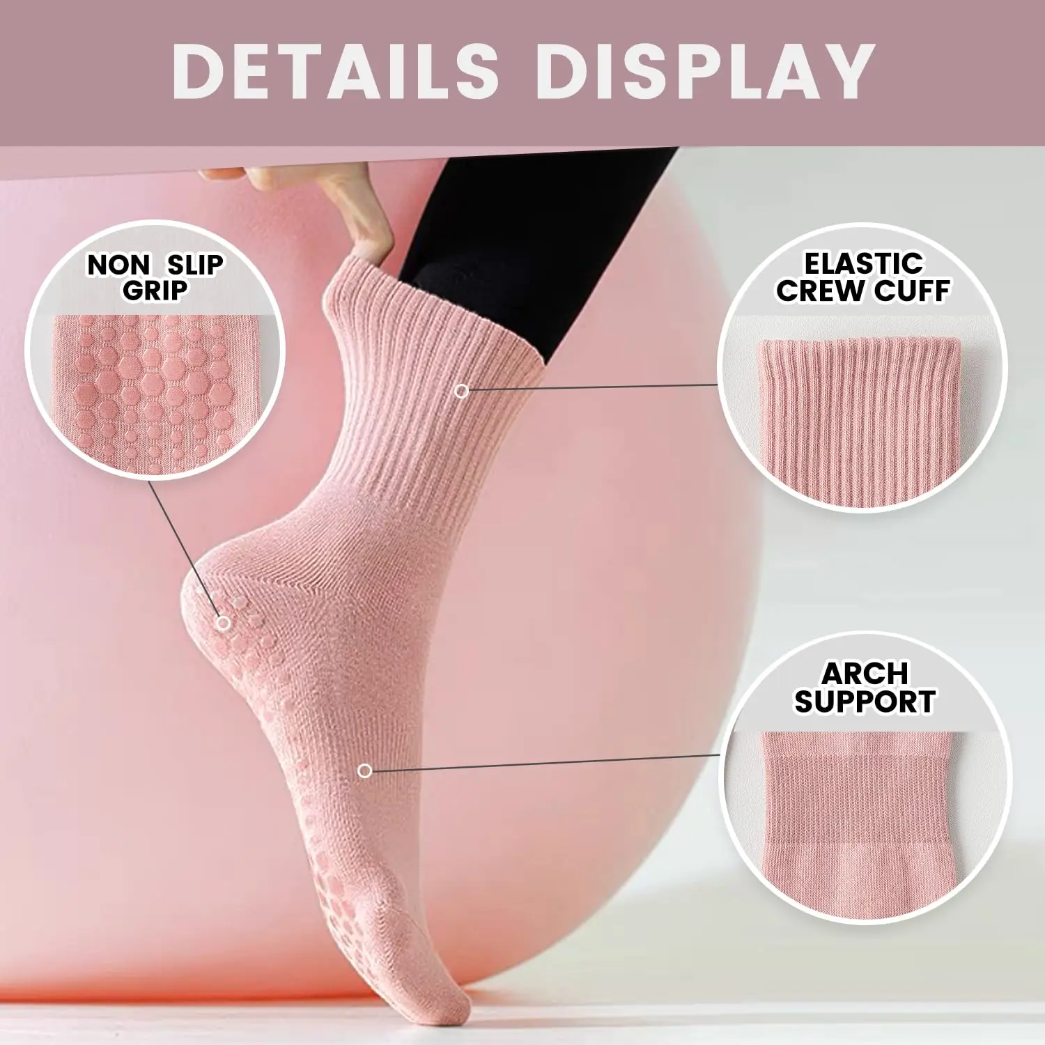 4 Paar Damen-Yoga-Socken, einf – Pilates & Yoga Unleashed Studio Tuckahoe Bewertung und Preis